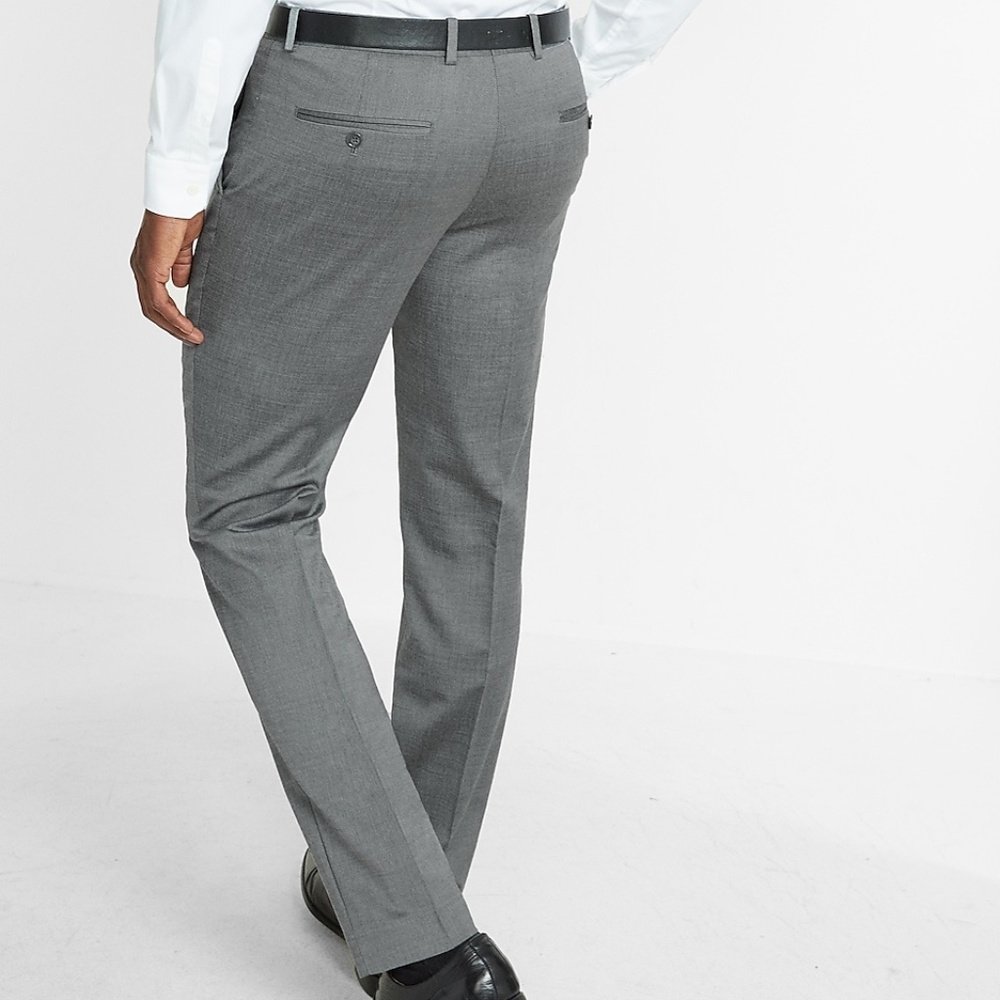 EXPRESS Slim Gray Wool Blend Oxford Suit Pant
